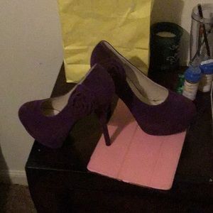 Purple velvet heels